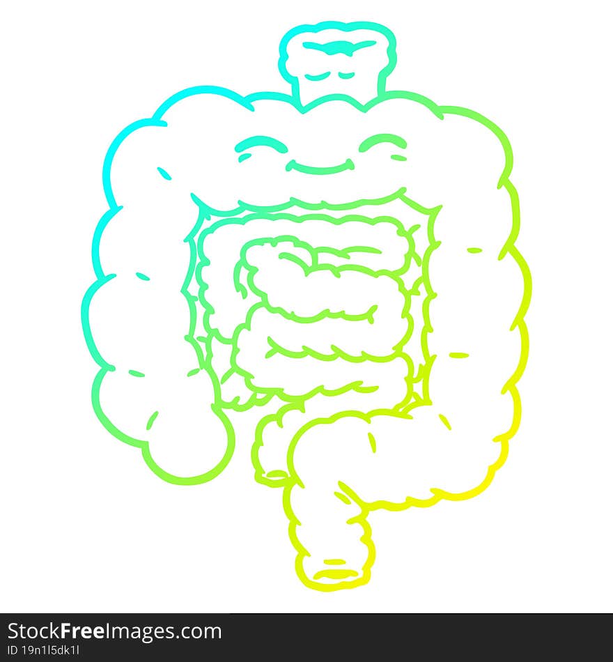 cold gradient line drawing cartoon intestines