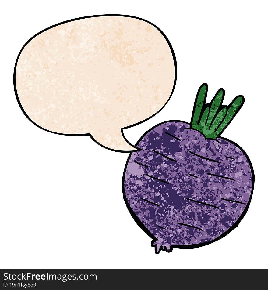 Cartoon Vegetable And Speech Bubble In Retro Texture Style