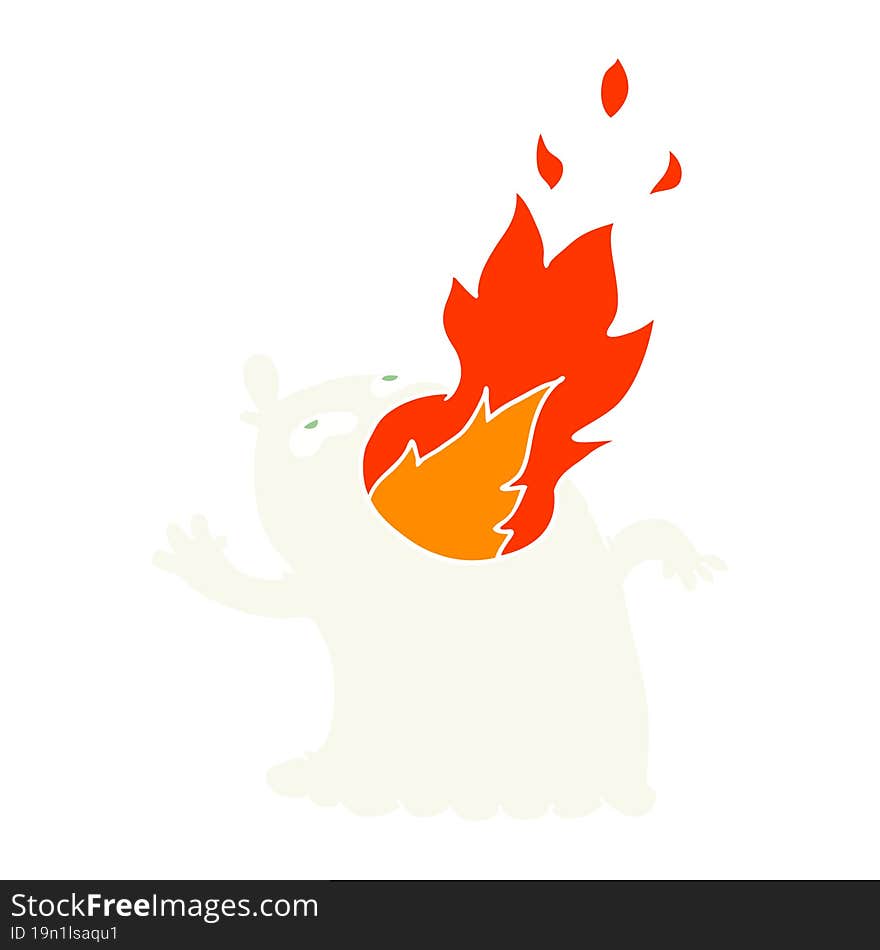 flat color style cartoon fire breathing ghost