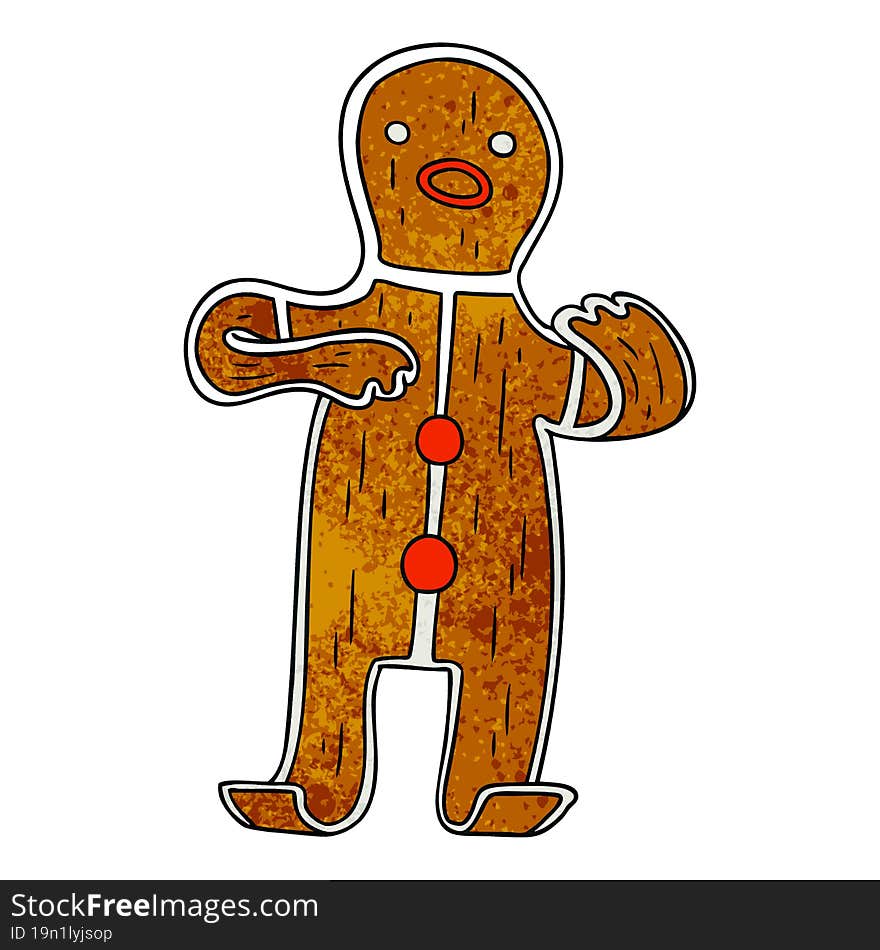 textured cartoon doodle of a gingerbread man