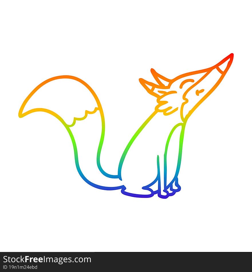 rainbow gradient line drawing cartoon arctic fox