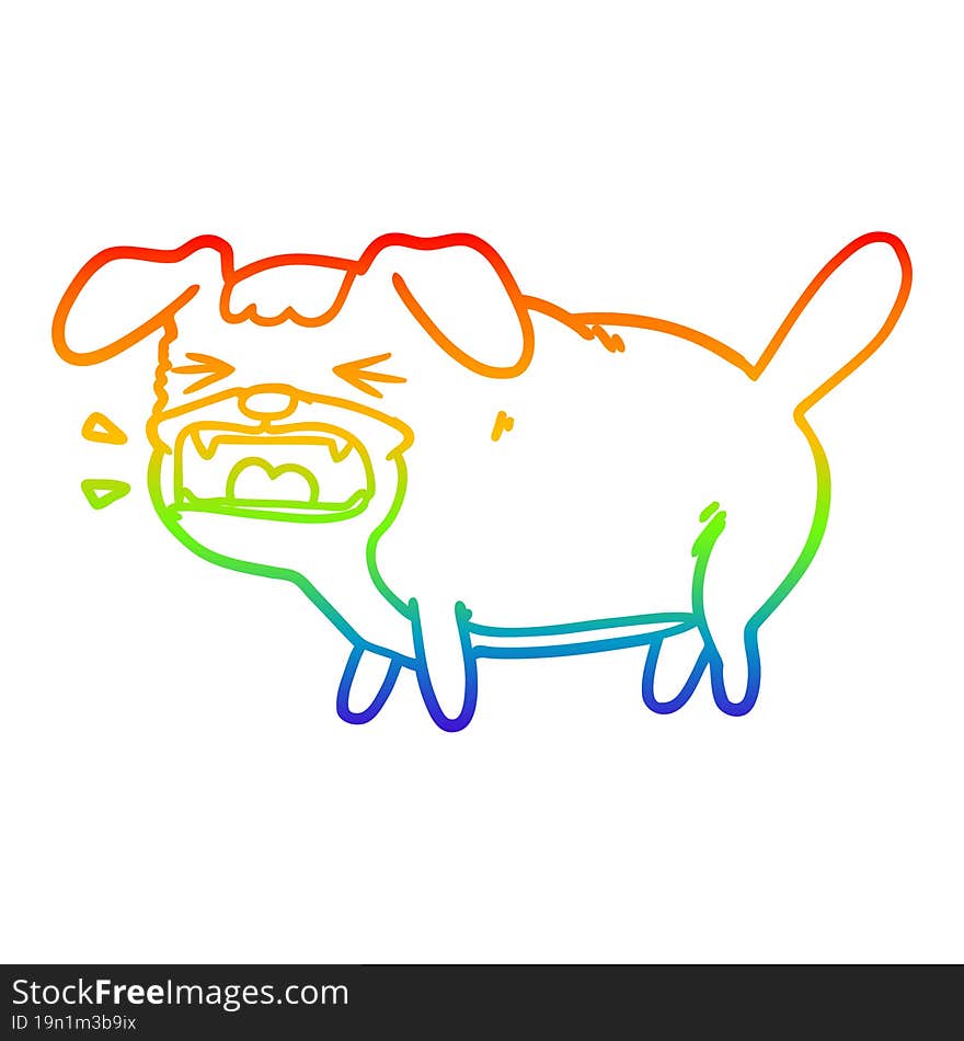 rainbow gradient line drawing cartoon dog barking