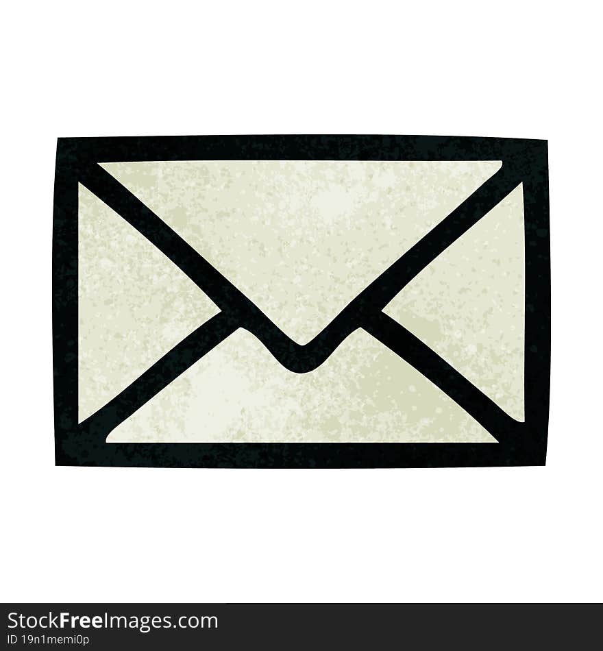 retro grunge texture cartoon of a paper envelope