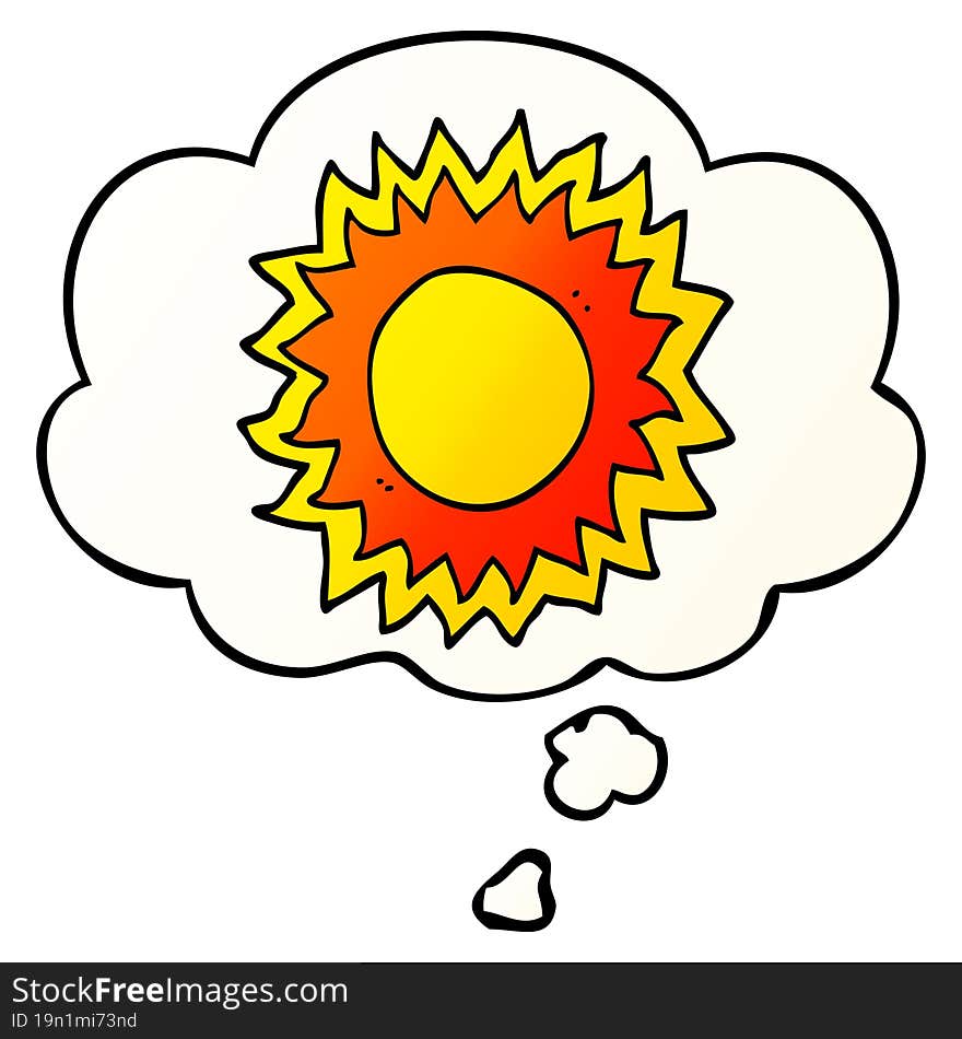 cartoon sun with thought bubble in smooth gradient style