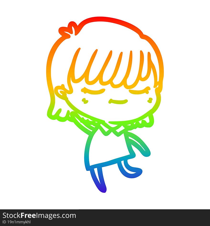 rainbow gradient line drawing of a cartoon woman