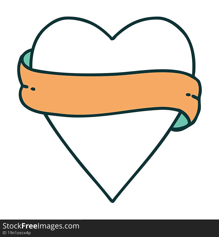 Tattoo Style Icon Of A Heart And Banner