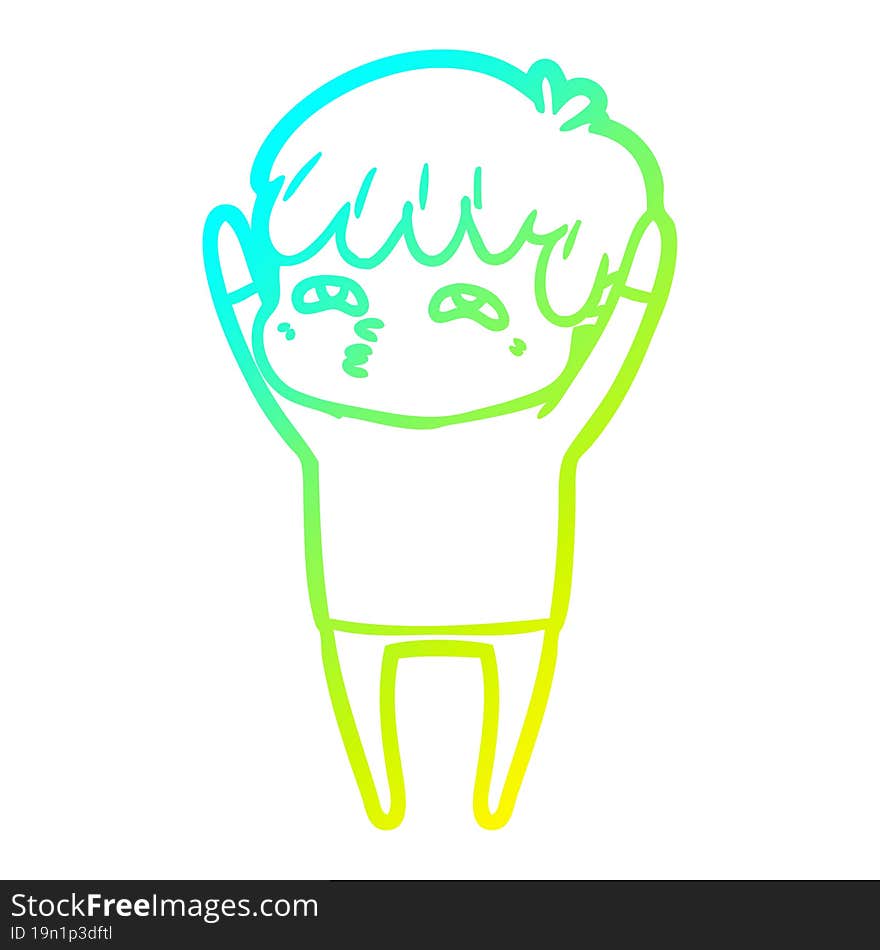 Cold Gradient Line Drawing Cartoon Curious Man