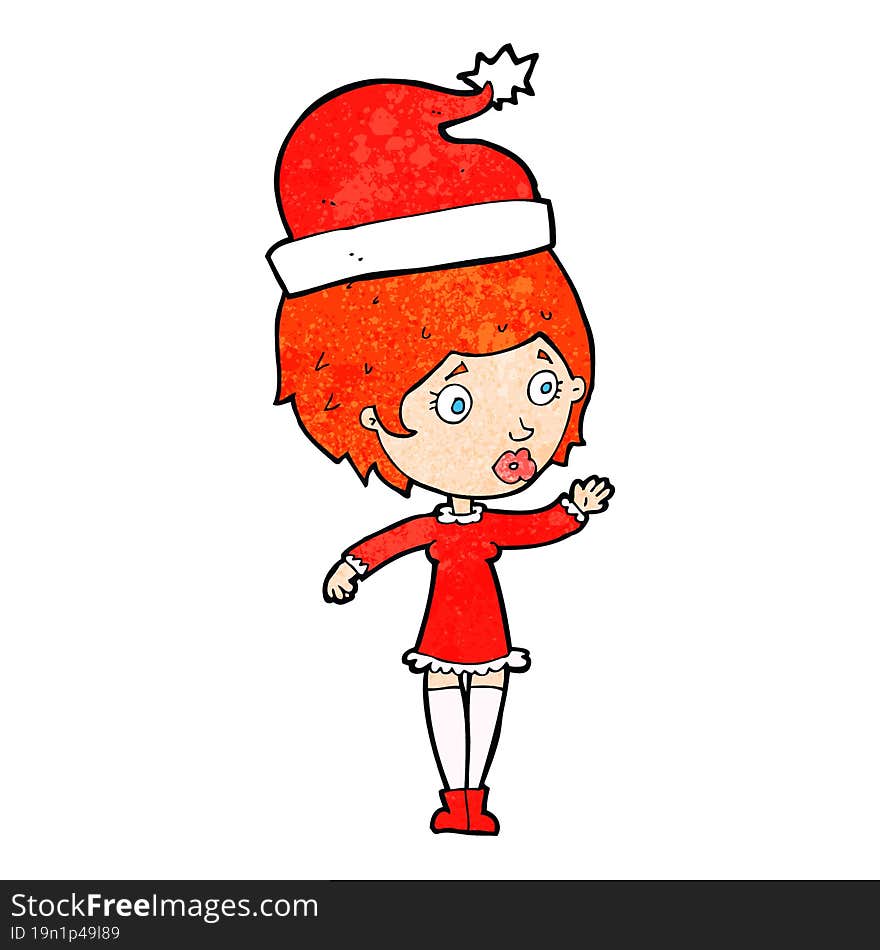 cartoon woman ready for christmas