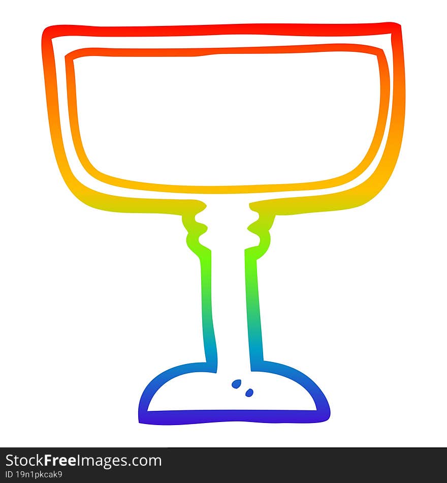 Rainbow Gradient Line Drawing Cartoon Wine Glass