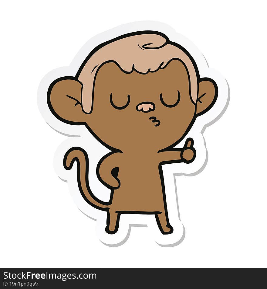 Sticker Of A Cartoon Calm Monkey