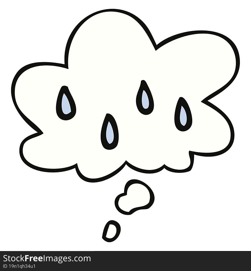 Cartoon Rain And Thought Bubble