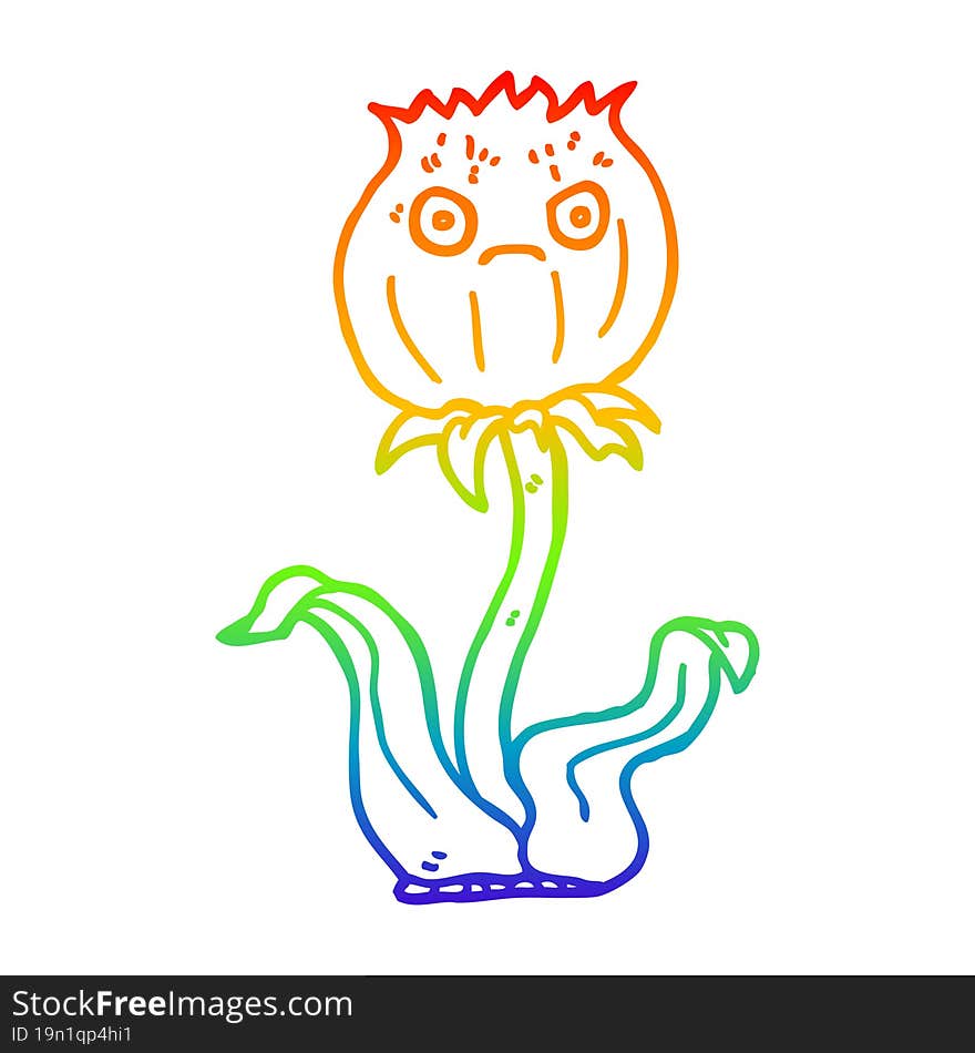 rainbow gradient line drawing cartoon thistle