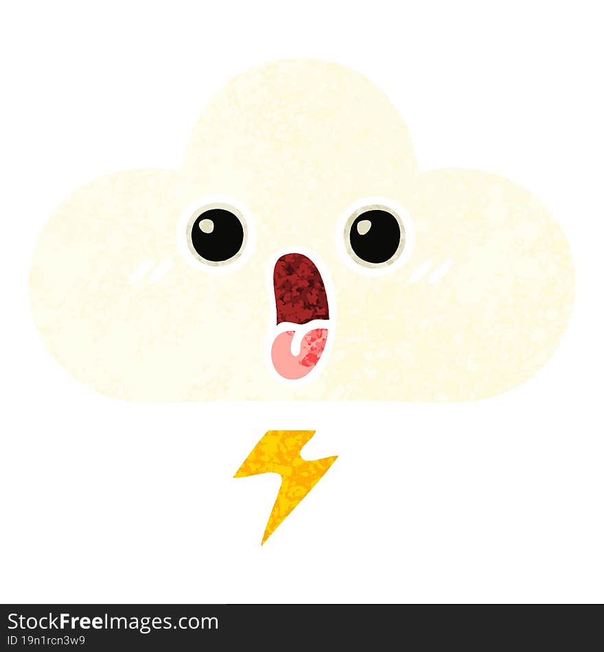 retro illustration style cartoon of a storm cloud