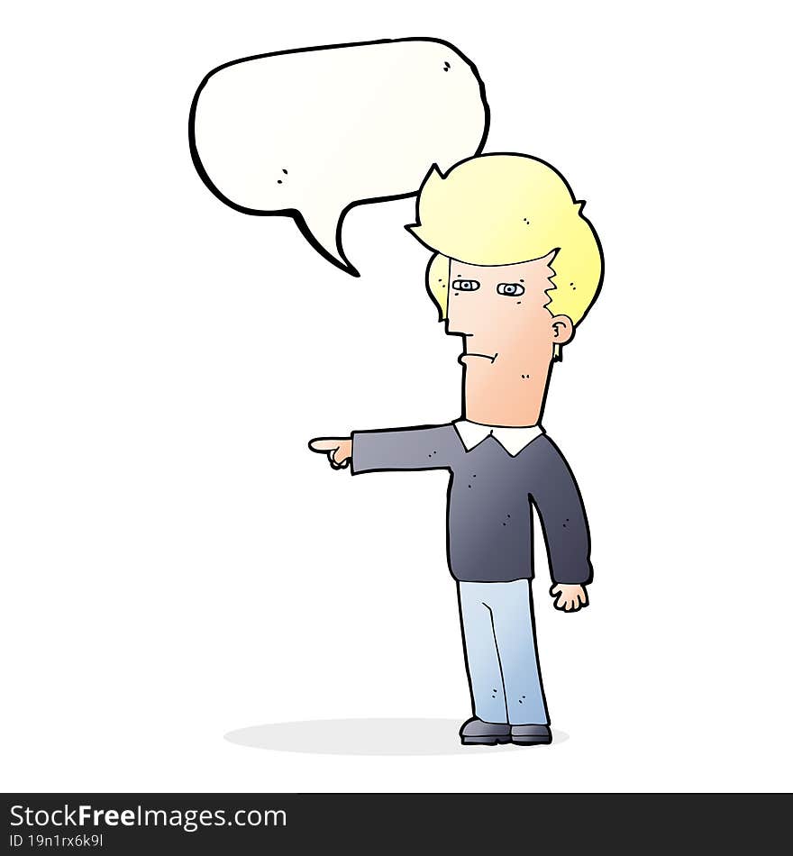 Cartoon Man Blaming With Speech Bubble