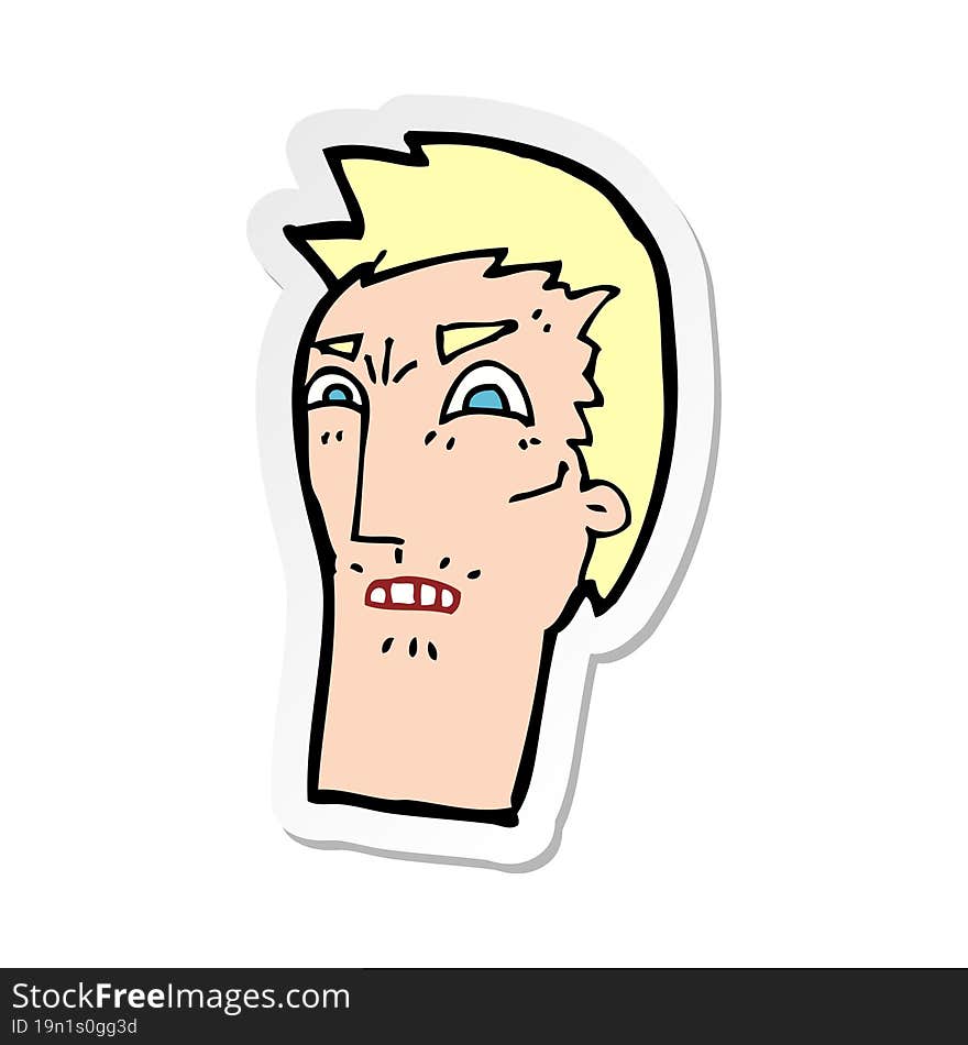 sticker of a cartoon angry face