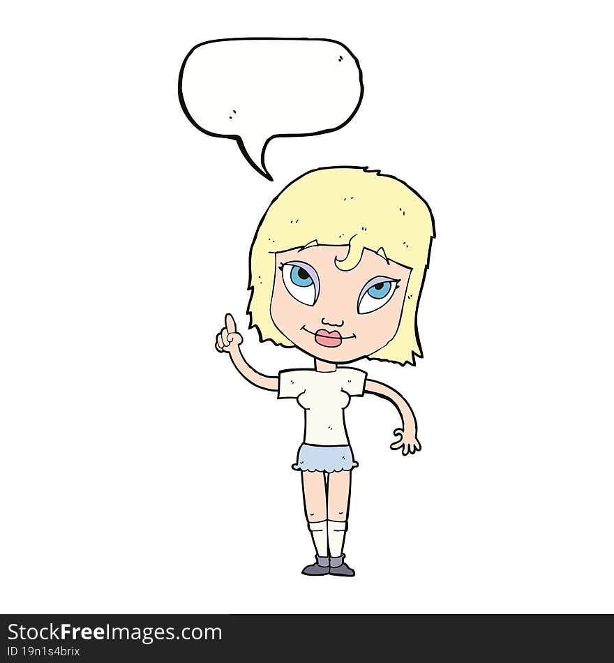 cartoon woman with idea with speech bubble