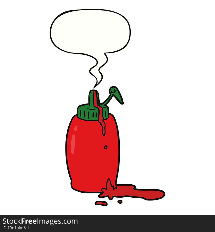 Cartoon Tomato Ketchup Bottle And Speech Bubble