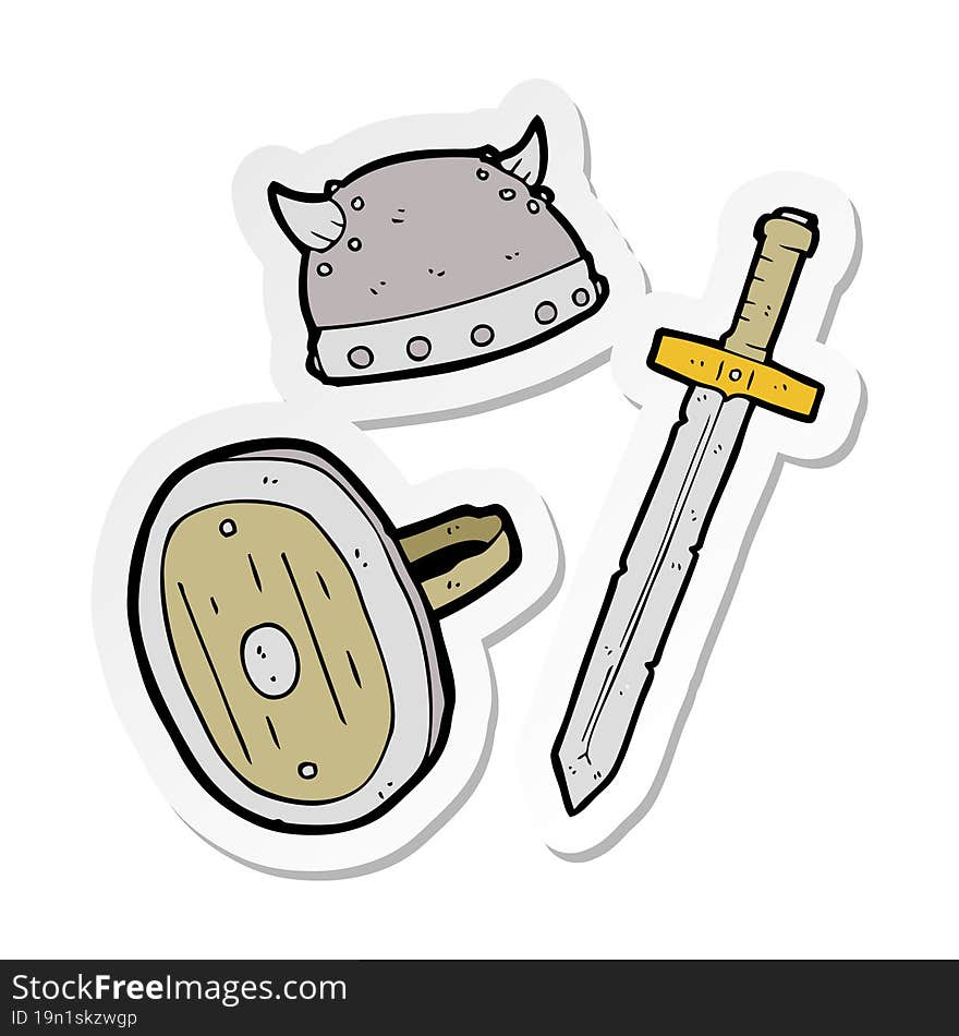 sticker of a cartoon medieval warrior objects