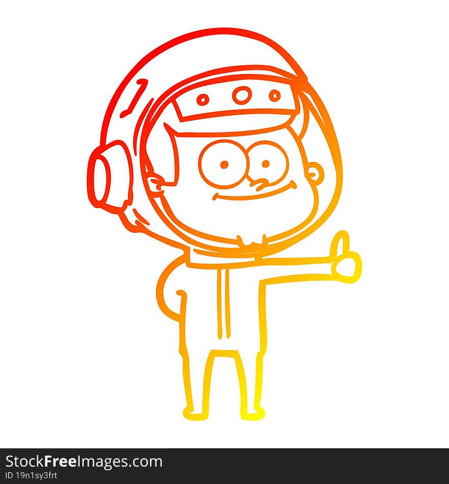 warm gradient line drawing happy astronaut cartoon