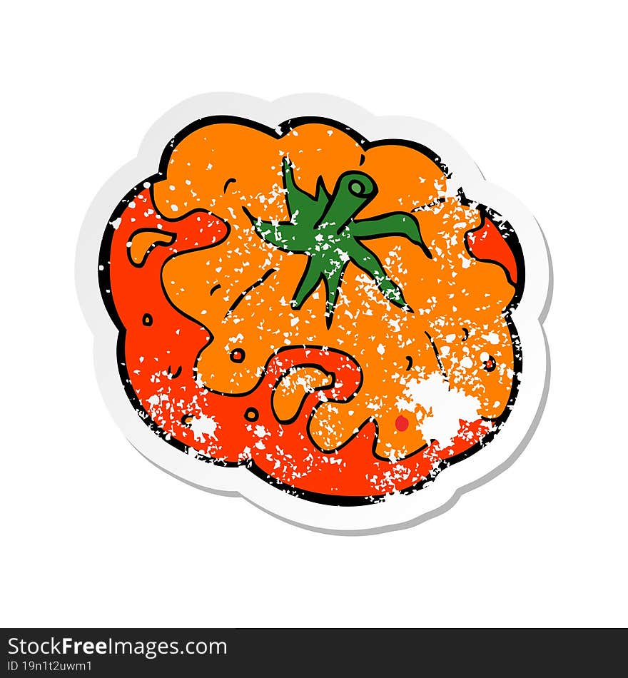 Retro Distressed Sticker Of A Cartoon Tomato