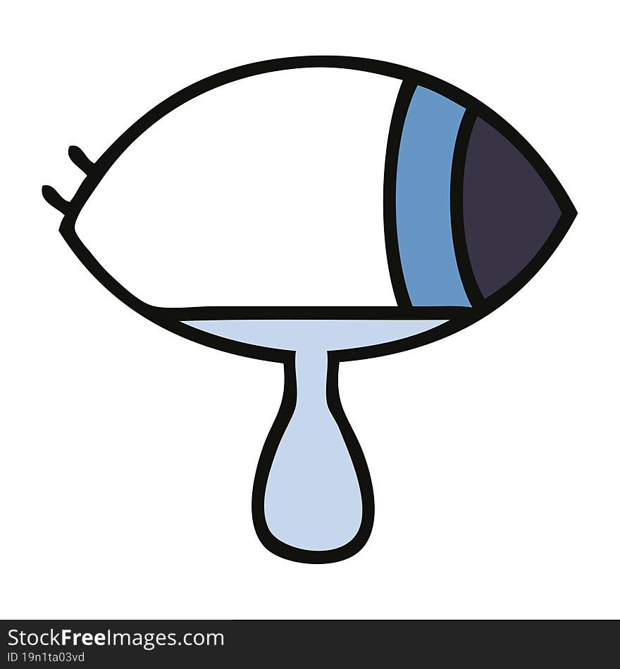 Cute Cartoon Crying Eye Looking To One Side