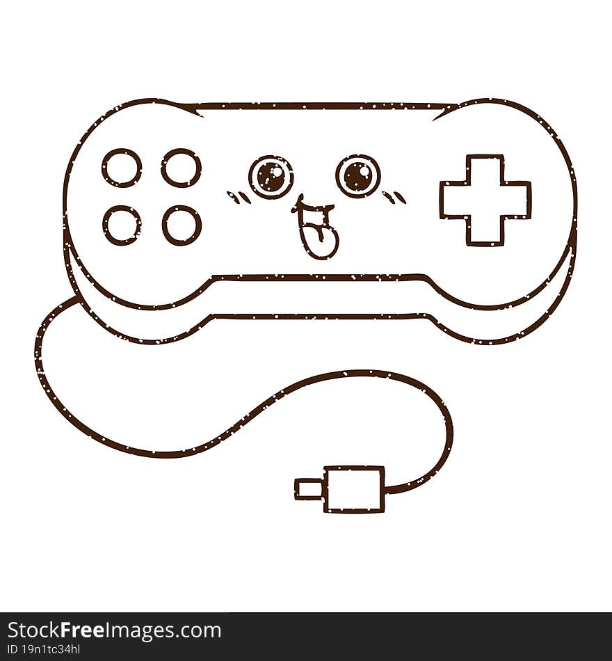 Game Controller Charcoal Drawing