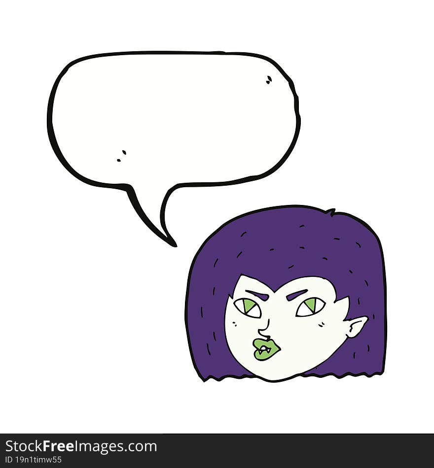 Cartoon Vampire Face With Speech Bubble