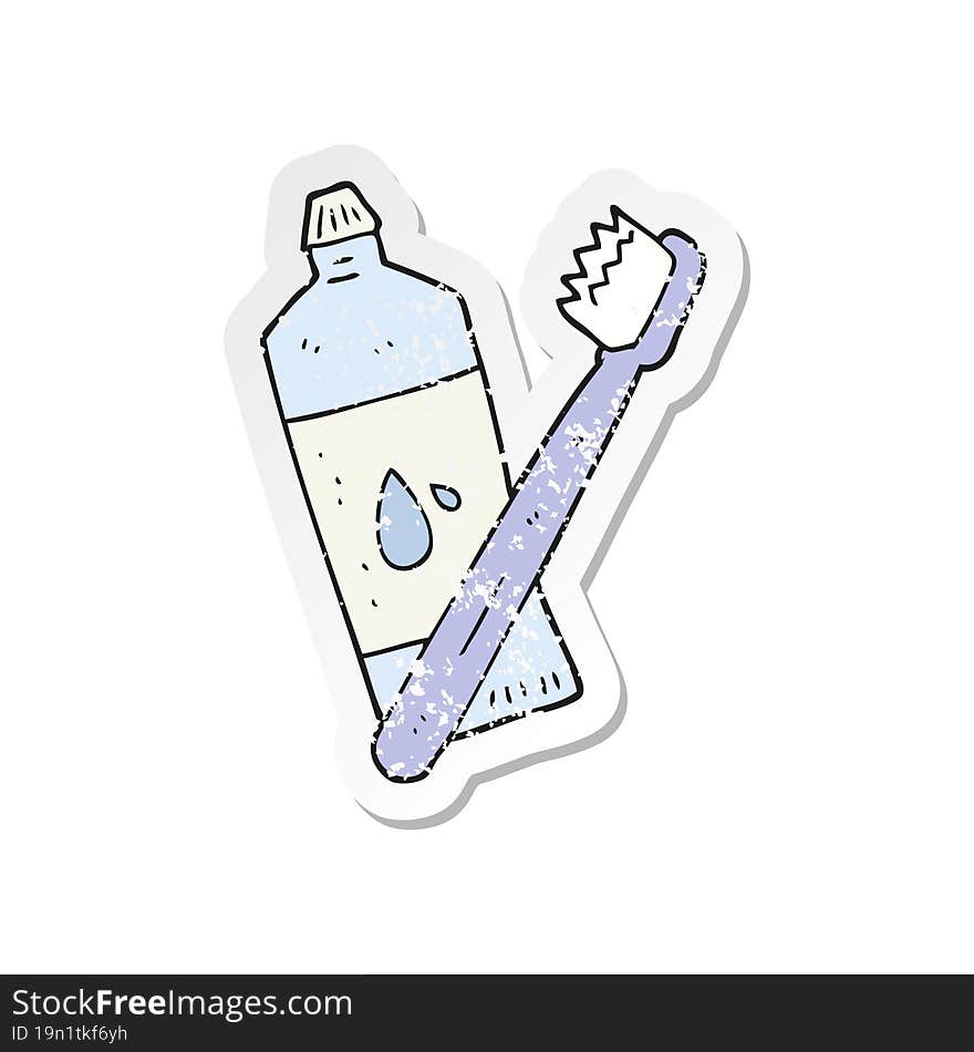 retro distressed sticker of a cartoon toothbrush