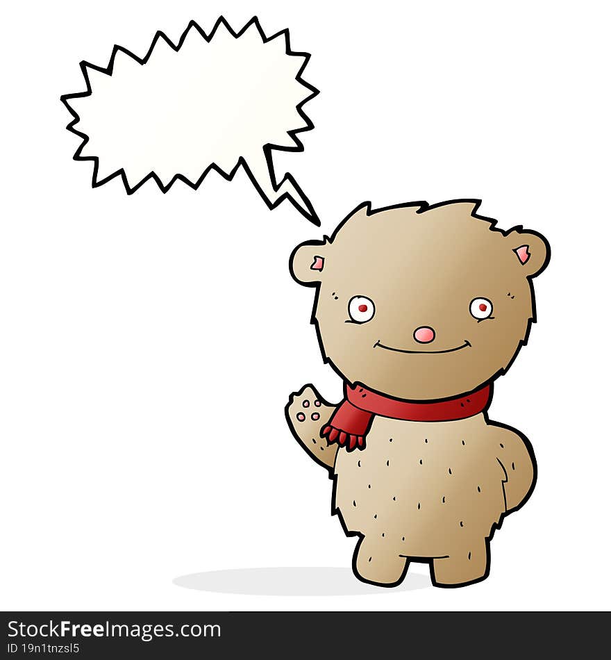 cartoon teddy bear with speech bubble