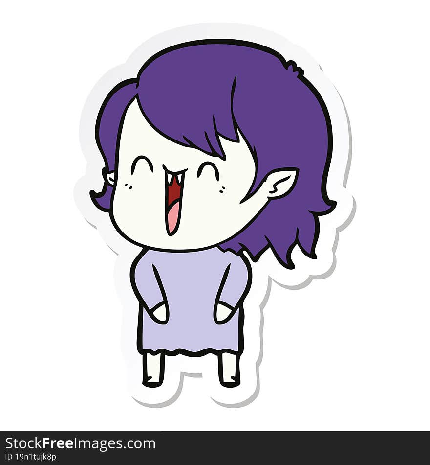 sticker of a cute cartoon happy vampire girl