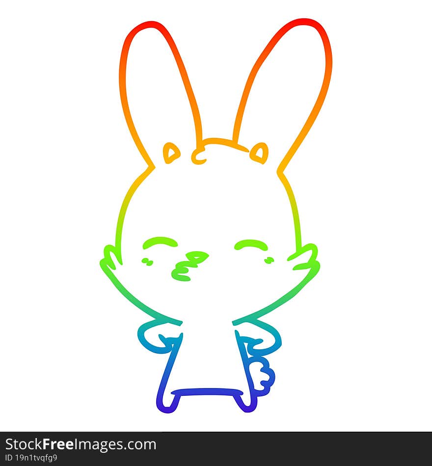 rainbow gradient line drawing curious bunny cartoon