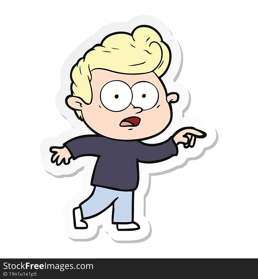 Sticker Of A Cartoon Staring Man