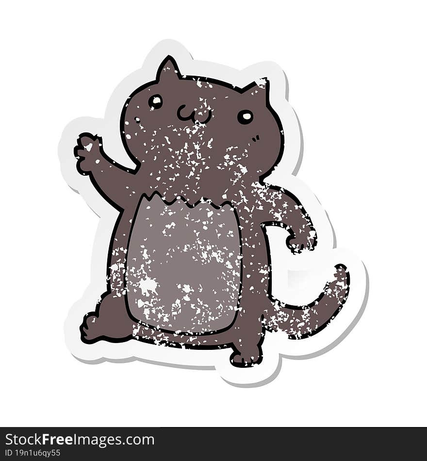 distressed sticker of a cartoon cat