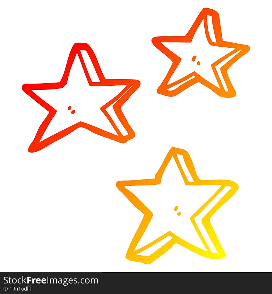 warm gradient line drawing cartoon stars