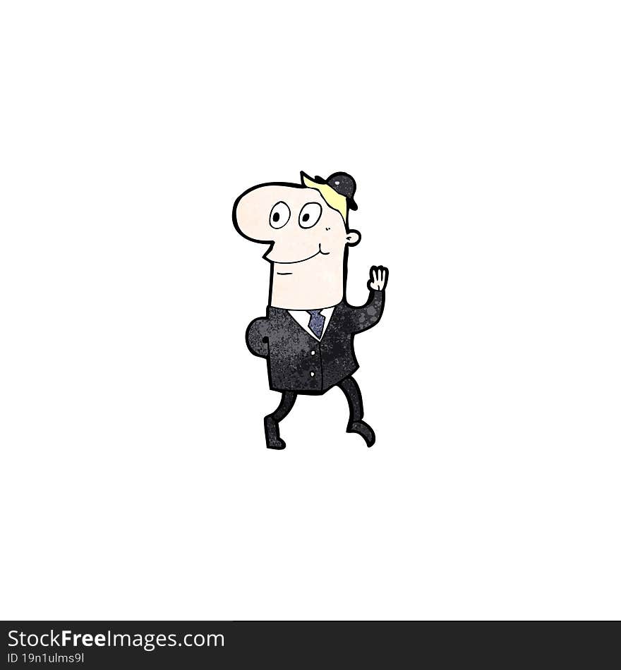 cartoon businessman walking to work