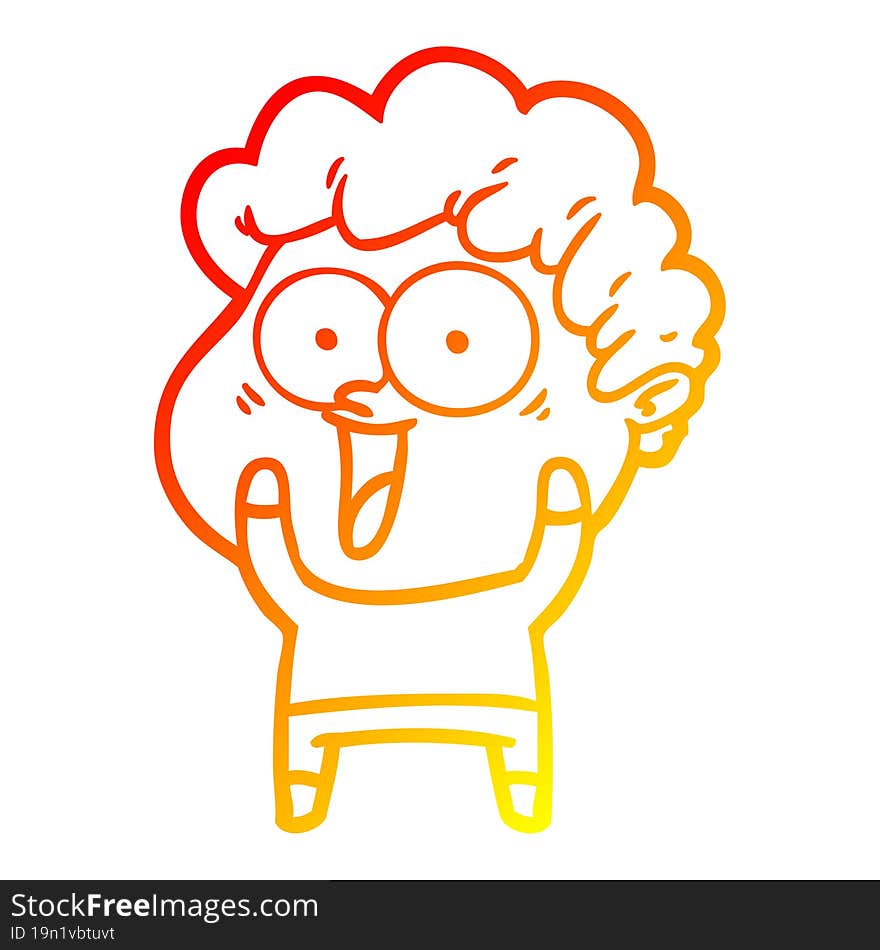 warm gradient line drawing cartoon happy man