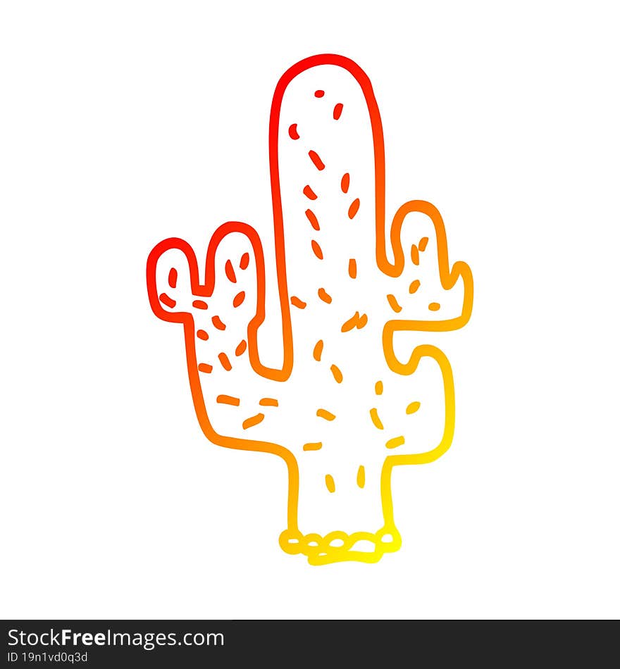 Warm Gradient Line Drawing Cartoon Cactus