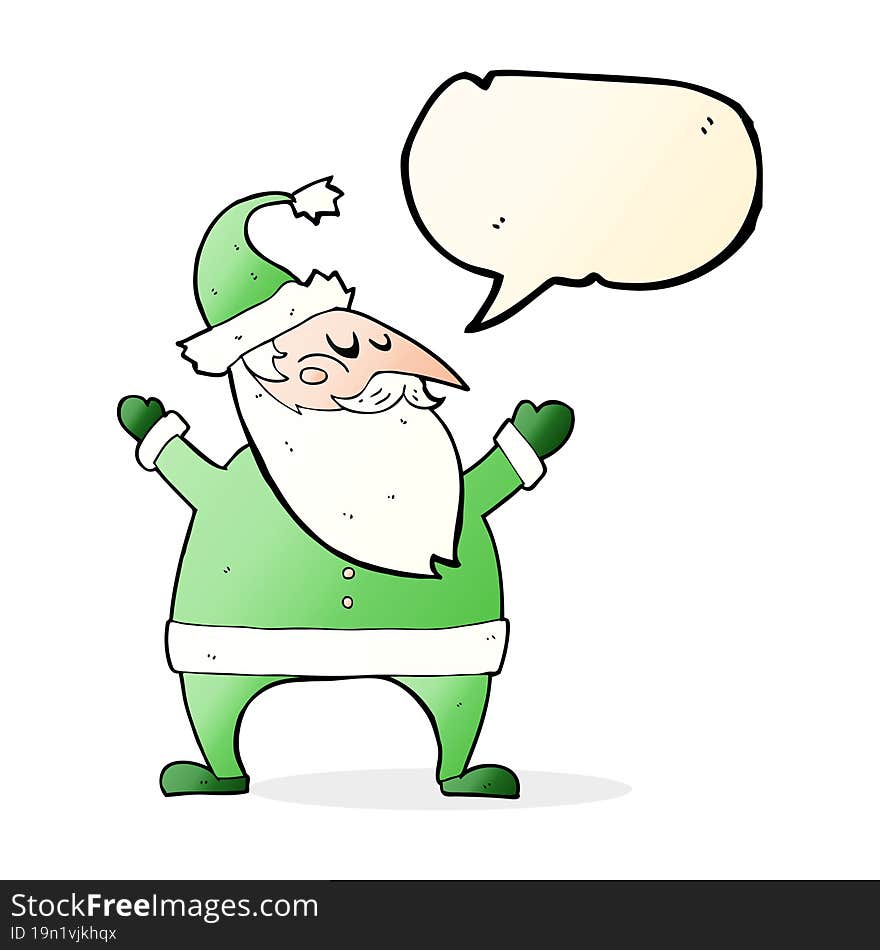 cartoon santa claus with speech bubble