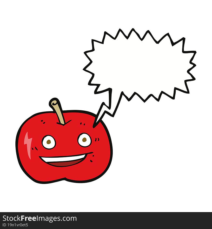 Cartoon Shiny Apple With Speech Bubble