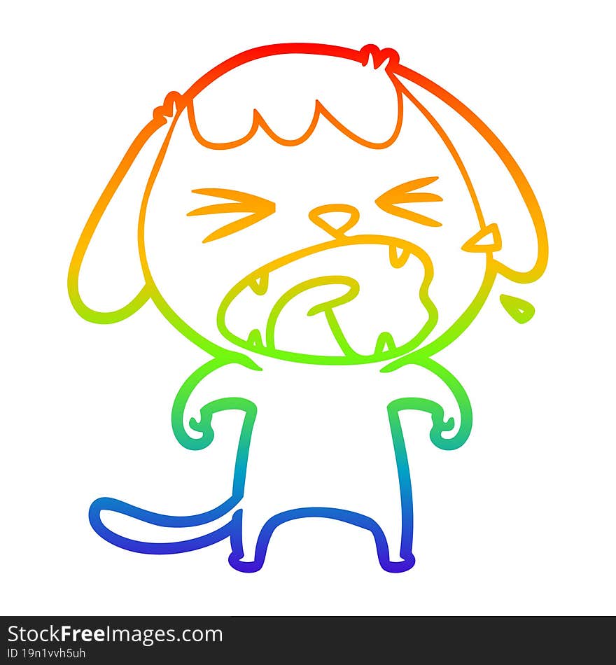 rainbow gradient line drawing of a cute cartoon dog