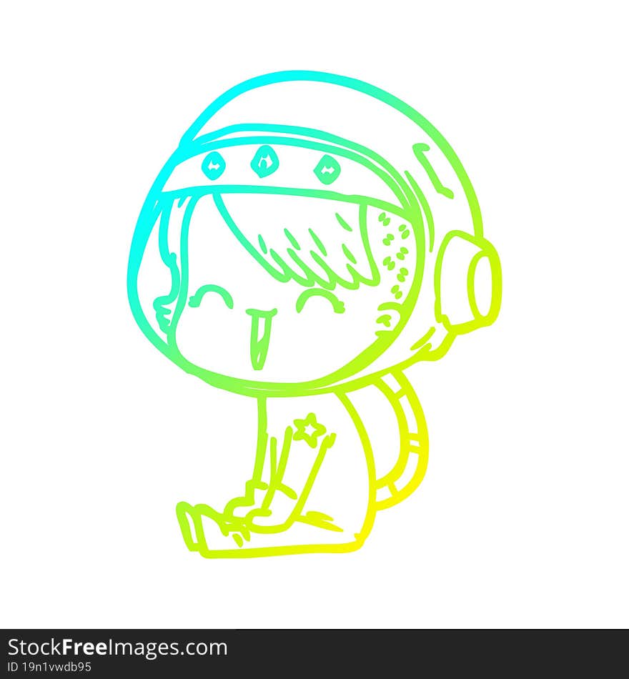 cold gradient line drawing happy cartoon space girl