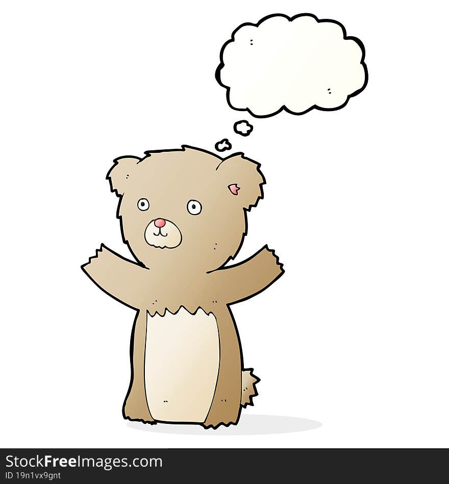 cartoon teddy bear with thought bubble