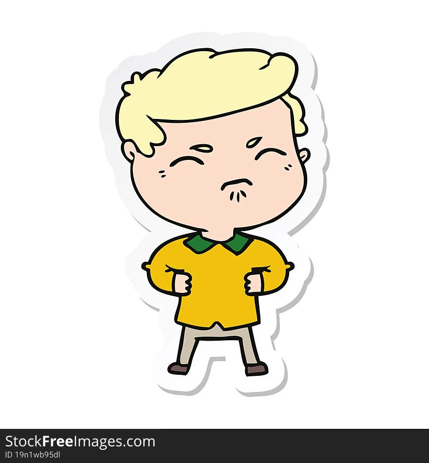 sticker of a cartoon annoyed man