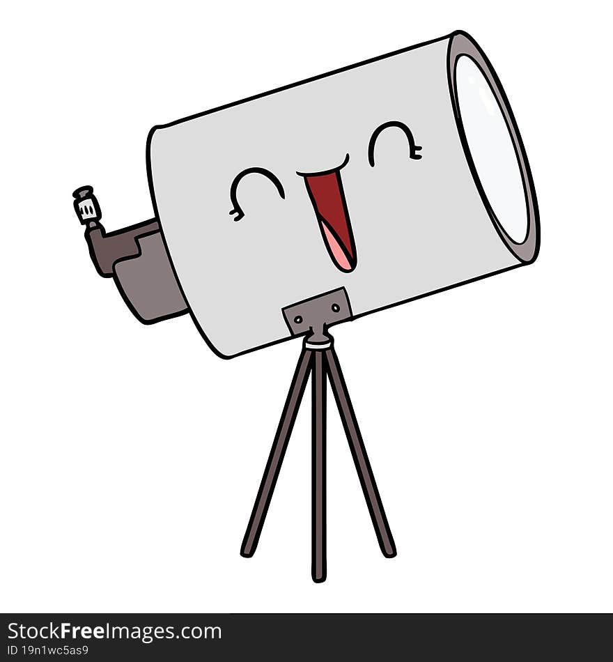 cartoon telescope with face. cartoon telescope with face