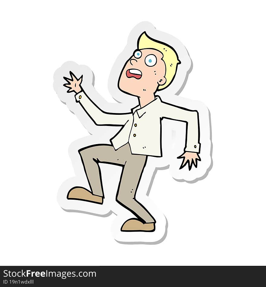 sticker of a cartoon man panicking