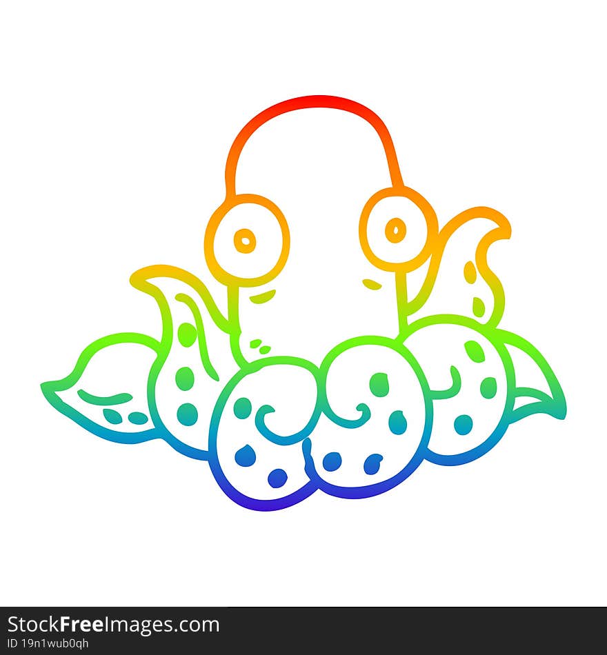 rainbow gradient line drawing cartoon funny octopus