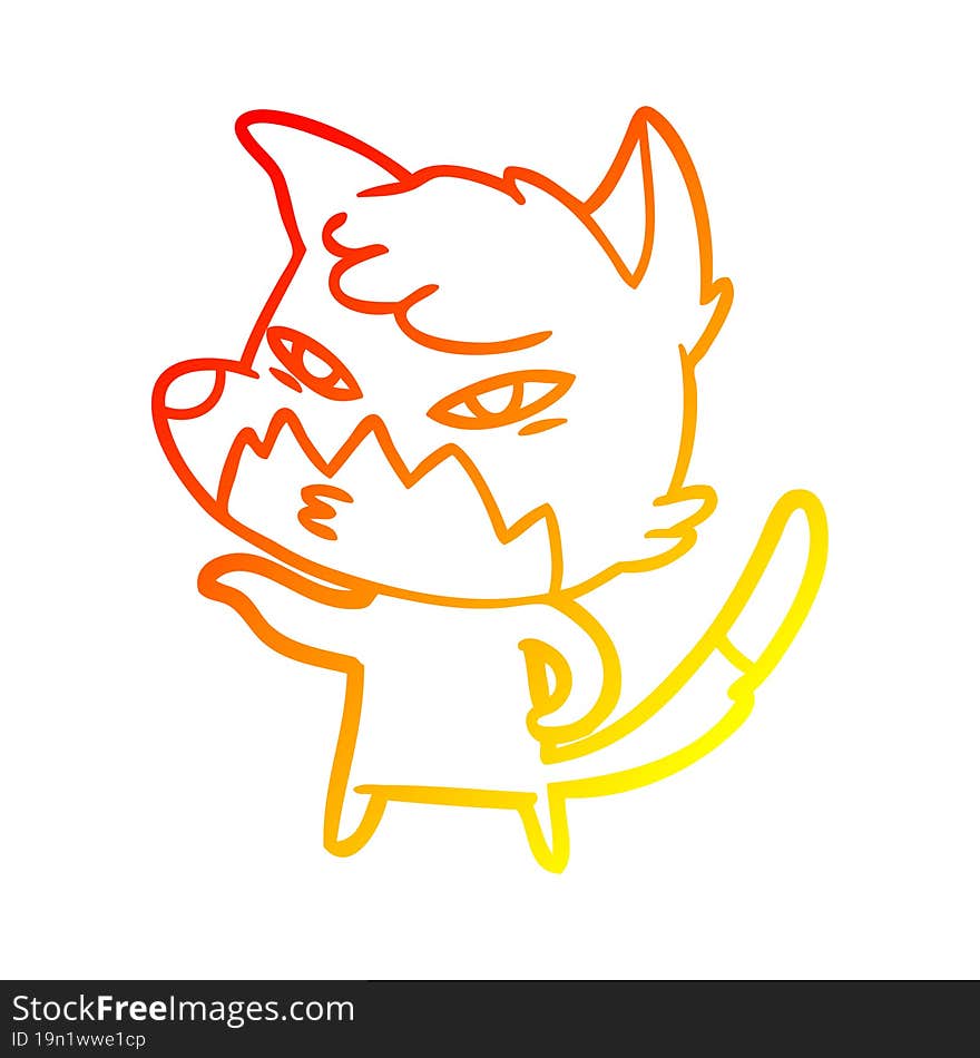 warm gradient line drawing clever cartoon fox