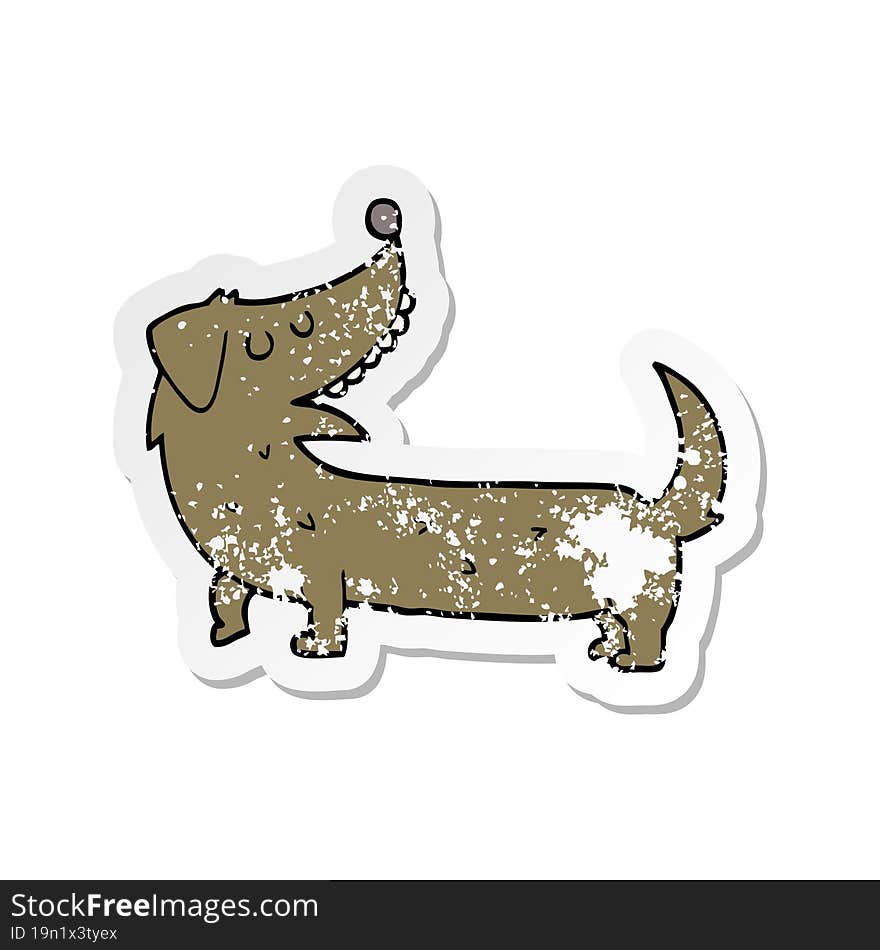 Distressed Sticker Of A Cartoon Dog