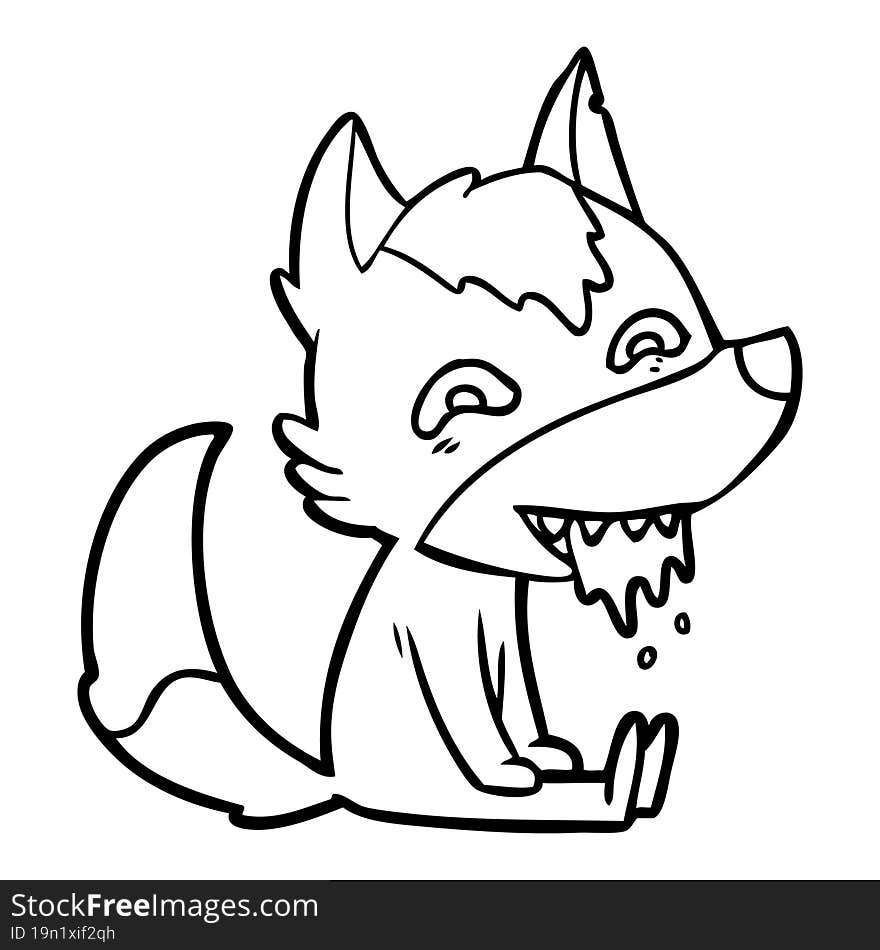 cartoon hungry wolf sitting waiting. cartoon hungry wolf sitting waiting