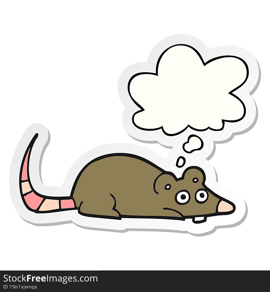 cartoon mouse and thought bubble as a printed sticker